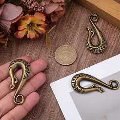 合金S字フック留め具3個  アンティークブロンズ  55x24x6mm&nbsp;FIND-CP0003-47AB