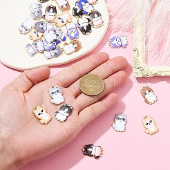 猫プリント合金ペンダント 30 個  ミックスカラー  21x14.5x1.5mm  穴：1.4mm&nbsp;ENAM-CJ0005-57