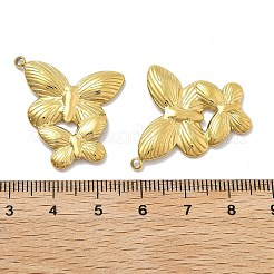 イオンプレーティング（IP）304ステンレスペンダント  バタフライチャーム  18KGP本金メッキ  26x26x2.5mm  穴：1.5mm&nbsp;STAS-G347-20G