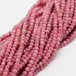 天然石ロードクロサイトビーズ連売り  多面カット  ラウンド  2mm  穴：0.5mm  約205~215個/連  15.~15.5インチ（38~39cm）&nbsp;G-P270-2mm-20