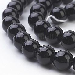 合成ブラックストーンビーズ連売り  染め  ラウンド  ブラック  8mm  穴：1mm  約49個/連  14.5~15インチ&nbsp;GSR044