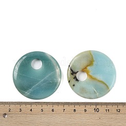 ナチュラルフラワーアマゾナイトペンダント  ドーナツ/円盤チャーム  45x5~7mm  穴：10.5mm&nbsp;G-C140-10G