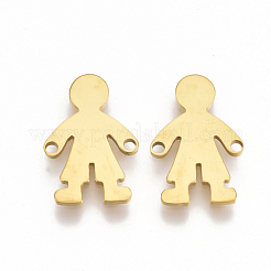 201 ステンレススチールリンクコネクター  レーザーカットリンク  男の子  ゴールドカラー  17x11x1mm  穴：1.4mm&nbsp;STAS-T044-29G