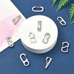 10個 10スタイル 304ステンレススチールキーチェーン留め具  ステンレス鋼色  数  混合図形  22.5~24.5x11.5~13.5x5mm  1個/スタイル&nbsp;FIND-CJ0002-80
