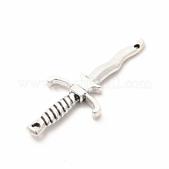 チベットスタイルの合金コネクタチャーム  剣の形をしたリンク  アンティークシルバー  40x16x3mm  穴：1mmと1.5mm&nbsp;PALLOY-M207-05AS