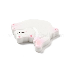 オペーク樹脂カボション  猫  ピンク  34x37x5.5mm&nbsp;CRES-I041-01C