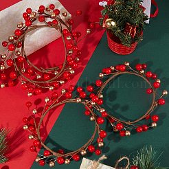 プラスチック人工ベリー キャンドル リング  クリスマスのセンターピース リース キャンドル ホルダー  バレンタインデー  勝者の結婚式  レッド  150x151x33mm  内径：93mm&nbsp;AJEW-WH0401-05
