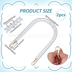 アクリルツイストチェーンバッグチェーン2個  合金の留め金付き  ライトゴールド  透明  605mm&nbsp;DIY-PH00034-85B
