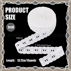 コットンリボン  洋服アクセサリー用  ホワイト  1-1/4インチ（32mm）  約15.00ヤード（13.72m）/ pc&nbsp;OCOR-WH0008-091B