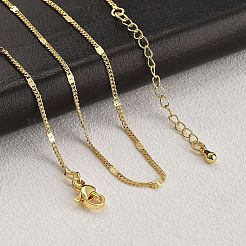 女性用真鍮カーブチェーンネックレス  304ステンレススチール製カニカン付き  ラックめっき  鉛フリー＆カドミウムフリー  長持ちメッキ  18KGP本金メッキ  17.95インチ（45.6cm）&nbsp;NJEW-D302-18G