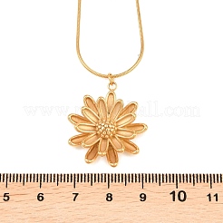 304ステンレススチールフラワーペンダントラウンドスネークチェーンネックレス（女性用）  PVD真空メッキ  長持ちメッキ  ゴールドカラー  17.91インチ（45.5cm）&nbsp;NJEW-G188-02G
