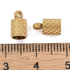 イオンプレーティング（IP）304ステンレススチールコードエンド  コラム  ゴールドカラー  9x5mm  穴：2mm  内径：4mm&nbsp;STAS-Z084-07G-03