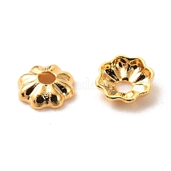 真鍮製ビーズキャップ  長持ちメッキ  花  マルチ花弁  18KGP本金メッキ  3.5x1mm  穴：1mm&nbsp;X-KK-F824-028G