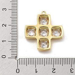 真鍮マイクロパヴェクリアキュービックジルコニアペンダント  クロスチャーム  ラックめっき  長持ちメッキ  鉛フリー＆カドミウムフリー  18KGP本金メッキ  24.5x22x3.5mm  穴：1.2mm&nbsp;X-KK-L228-44B-G