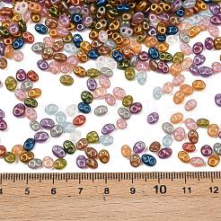 メタリックカラーのガラスシードビーズ  2穴  オーバル  ミックスカラー  5~6x4~5x2.5~3mm  穴：1mm  約150個/袋&nbsp;EGLA-K064-05