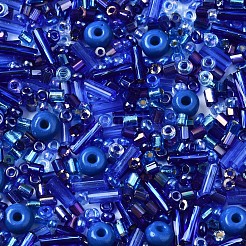 Fgbガラスシードビーズ  混合スタイル  混合図形  ブルー  1~7x2~4mm  穴：0.7~1mm  約450g /ポンド&nbsp;SEED-S056-008