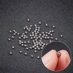 304ステンレススチール製丸型イヤーナット100個  ピアスバックキャッチ  ラウンド  ステンレス鋼色  3x3x3mm  穴：1.2mm&nbsp;STAS-GO0001-04