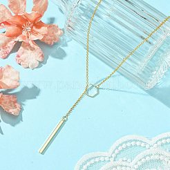 真鍮ラリアットネックレス  アズキチェーン  304ステンレススチールペンダント付き  ゴールドカラー  17.13インチ（43.5cm）&nbsp;NJEW-JN05015