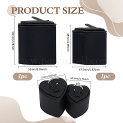 PUレザーカップルリングディスプレイ  ダブルハート  ブラック  完成品：5.2x9.5x5.8cm&nbsp;RDIS-WH0001-35