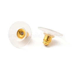 真鍮の弾丸クラッチピアスバックキャッチ  プラスチックパッド付き  ピアスキャッチ  ゴールドカラー  11x11x6.5mm  穴：1mm&nbsp;KK-I057-G