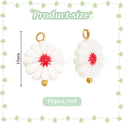 16 個の天然淡水シェルペンダント  真鍮パーツ  花  ミックスカラー  17mm  8style  16個/セット&nbsp;PALLOY-PH01720
