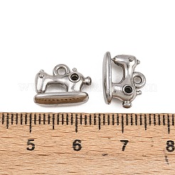 304ステンレススチールラインストーンチャーム  ミシン  ステンレス鋼色  9.5x12.5x5mm  穴：1.4mm&nbsp;STAS-B167-16P