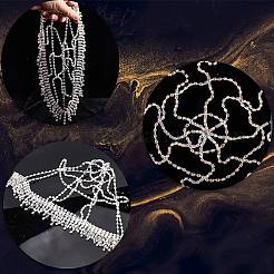 合金ラインストーンメッシュヘッドバンド  女性と女の子のためのヘアアクセサリー  プラチナ  260x260x3mm&nbsp;OHAR-WH20007-05P-01
