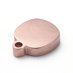 PVD真空メッキ304ステンレススチールチャーム  手動研磨  正方形  ローズゴールド  8x6.5x2mm  穴：0.8mm&nbsp;STAS-G215-17-RG02