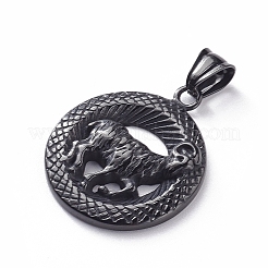 304ステンレスペンダント  ヒップホップペンダント  山羊の指輪  電気泳動黒  35x30x5.5mm  穴：5x8mm&nbsp;STAS-K191-56B
