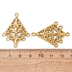 ビンテージスタイルの304ステンレススチール製リンク  ゴールドカラー  花と菱形  38.5x28.5x2mm  穴：2mm&nbsp;SA-CBAAA70-02A-G