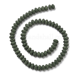 合成溶岩岩ビーズ連売り  染め  ロンデル  ソーサービーズ  ダークシーグリーン  8x5mm  穴：1.8mm  約73個/連  14.57''（37センチメートル）&nbsp;G-B087-02A-04