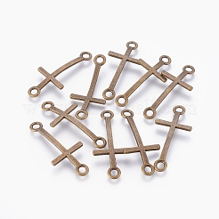 合金リンクコネクター  横クロス  カドミウムフリー＆ニッケルフリー＆鉛フリー  アンティークブロンズ  39x17x2mm  穴：3mm&nbsp;LS-PALLOY-I016-AB-NF