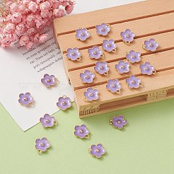 ライトゴールドメッキの合金エナメルペンダント  花のチャーム  青紫色  13x11.5x3mm  穴：1.6mm&nbsp;ENAM-YW0002-20D