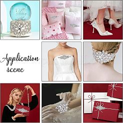 ホットラインストーン  パッチに真鍮  結婚式のテーマのドレスシューズの衣服の装飾のため  花  クリスタル  242x90x4.5mm&nbsp;DIY-WH0257-47