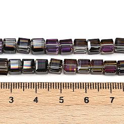 電気メッキガラスビーズセット  cude  多面カット  黒メッキ  ブラック  5~6x5.5~6x5.5~6mm  穴：1.2mm  約95~98個/連  20.07~20.86インチ（51~53cm）&nbsp;EGLA-B011-07A-HP02
