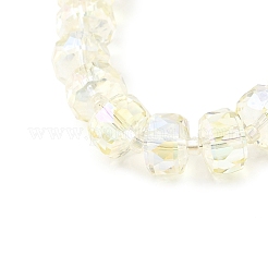 透明電気メッキガラスビーズ連売り  多面カット  ロンデル  淡黄色  10x6mm  穴：1.2mm  約60個/連  19.69''（50センチメートル）&nbsp;EGLA-P062-01A-01