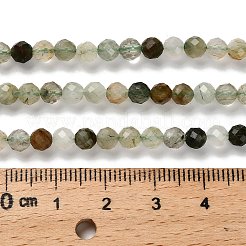 天然石グリーンルチルクォーツビーズ連売り  多面カットラウンド  4mm  穴：0.7mm  約88~100個/連  15.35''（39センチメートル）&nbsp;G-RM2025-A14-4mm