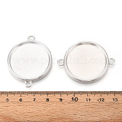 チベットスタイルの合金製フラットラウンドコネクタカボションセッティング  カドミウムフリー＆鉛フリー  アンティークシルバー  トレイ：30mm  44x35x3mm  穴：3mm  約93個/1000g&nbsp;PALLOY-N178-11AS