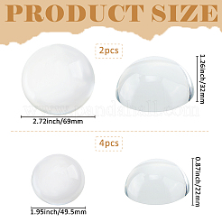6個のガラスカボション  半円  透明  49.5~69x22~32mm&nbsp;GLAA-FH0001-85