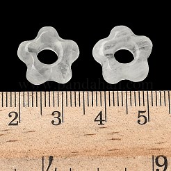 天然水晶ヨーロッパのビーズ  ロッククリスタルフラワー大穴ビーズ  14~15x14~15x5.5~6mm  穴：5mm&nbsp;G-C252-02E