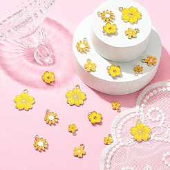 20本5スタイルアロイエナメルペンダント  花  ライトゴールド  ゴールド  10~20.5x8~17.5x1.5~3mm  穴：1.4~2mm  4個/スタイル&nbsp;ENAM-YW0003-27