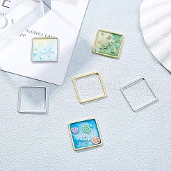真鍮製フレームコネクター  正方形  プラチナ·ゴールデン  20x20x1mm  160個/箱&nbsp;KK-OC0001-03