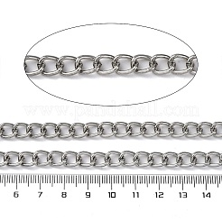 酸化アルミニウムキューバチェーン  スプールで  溶接されていない  プラチナ  9x7x1.5mm  約164.04フィート（50m）/ロール&nbsp;CHA-S002-06P