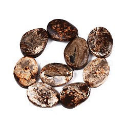 天然樹皮瑪瑙ビーズの連  幾何学模様のビーズ  ティアドロップ  39~42x29~32x8~13mm  穴：1.4~1.8mm  約9個/連  14.17~14.57インチ（36~37cm）&nbsp;G-Q606-23B