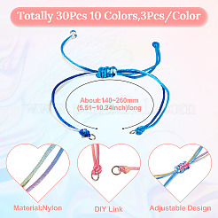 30個10色ナイロンブレスレット作り  ミックスカラー  5-1/2~10-1/4インチ（14~26cm）&nbsp;BJEW-TAC0041