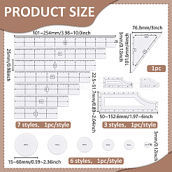 アクリル定規1セット  裁縫工芸プロジェクト用の測定ツール  透明  ホワイト  15~152x15~51x3mm&nbsp;SENE-BC0001-03A