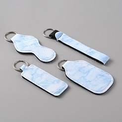 ネオプレンキーホルダーホルダー  鉄キーリング付き  シャンプーローション石鹸香水や液体旅行コンテナー  長方形  ライトスカイブルー  12.5~16cm  4個/セット&nbsp;KEYC-WH0024-16C