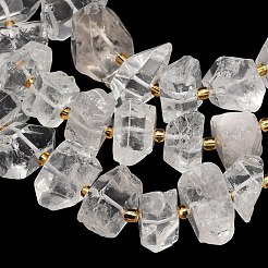 天然石クオーツクリスタルビーズ連売り  ロッククリスタルナゲットビーズ  シードビーズで  15~27x11~18x13~17mm  穴：1mm  約12個/連  7.40~7.48''（18.8~19センチメートル）&nbsp;G-F833-S01-01