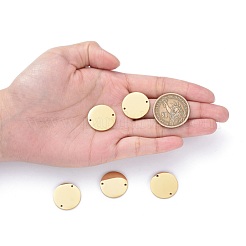 304ステンレススチールリンクコネクター  鏡面研磨仕上げ  空白タグのスタンプ  フラットラウンド  ゴールドカラー  20x1.8mm  穴：1.3mm&nbsp;STAS-I140-03B-G