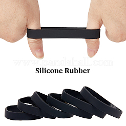 男性女性用フラットプレーンシリコンコードブレスレット  ブラック  内径：2-1/2インチ（6.5cm）&nbsp;BJEW-WH0016-32I